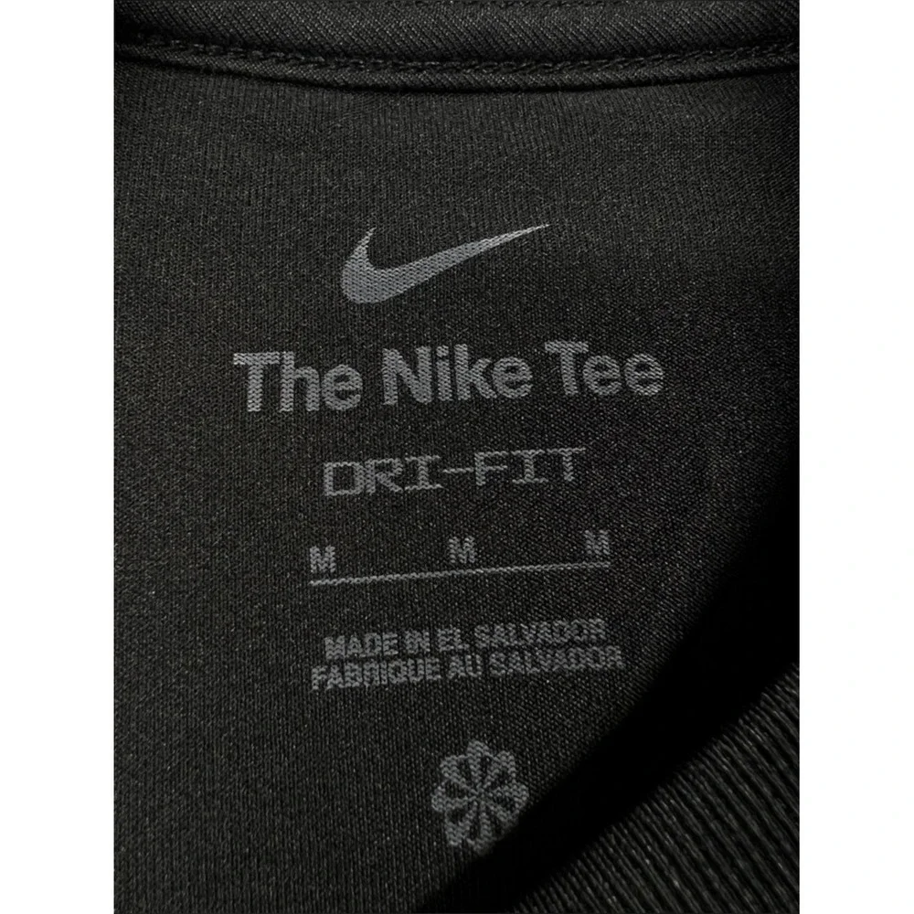 Nike Shirt Boys M‎ Black DriFit Performance Tee White Swoosh Logo Short Sleeve